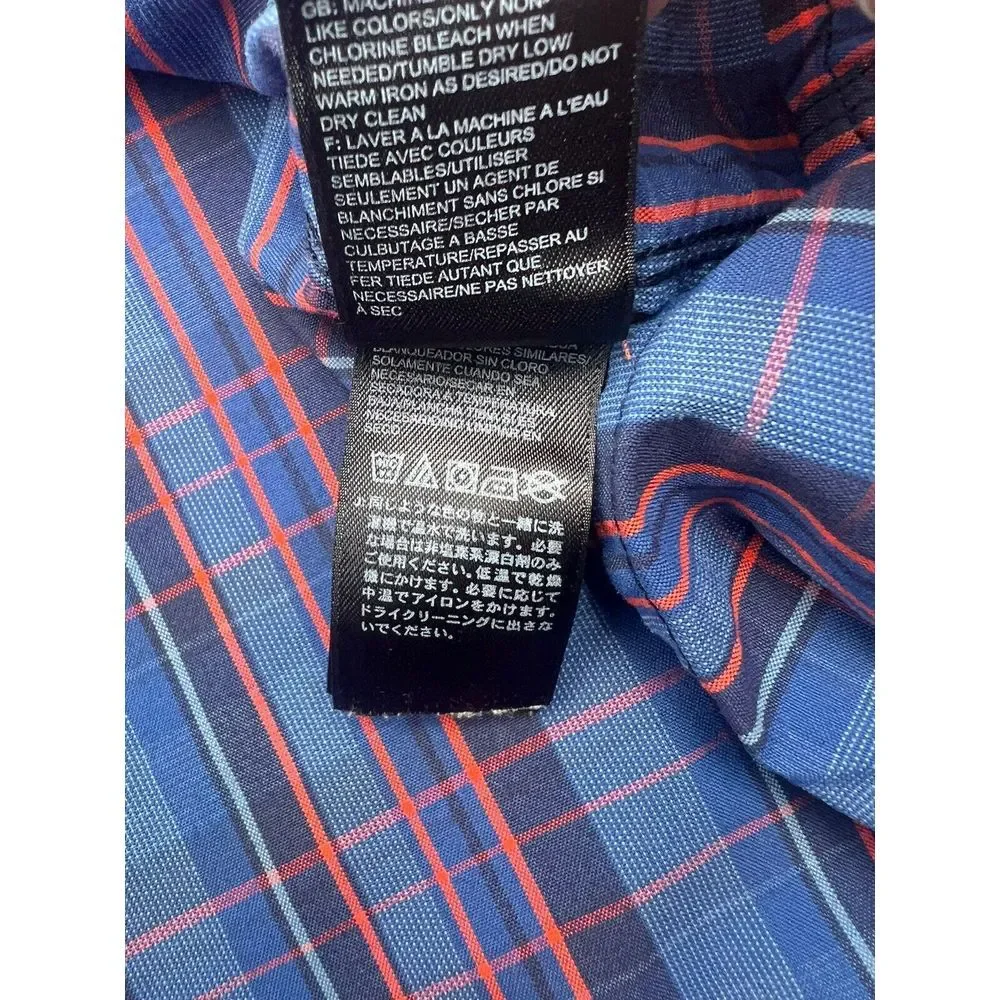 The North Face‎ Shirt Men XL Blue Roll-Up Long Sleeves Zip Pockets Logo Hiking